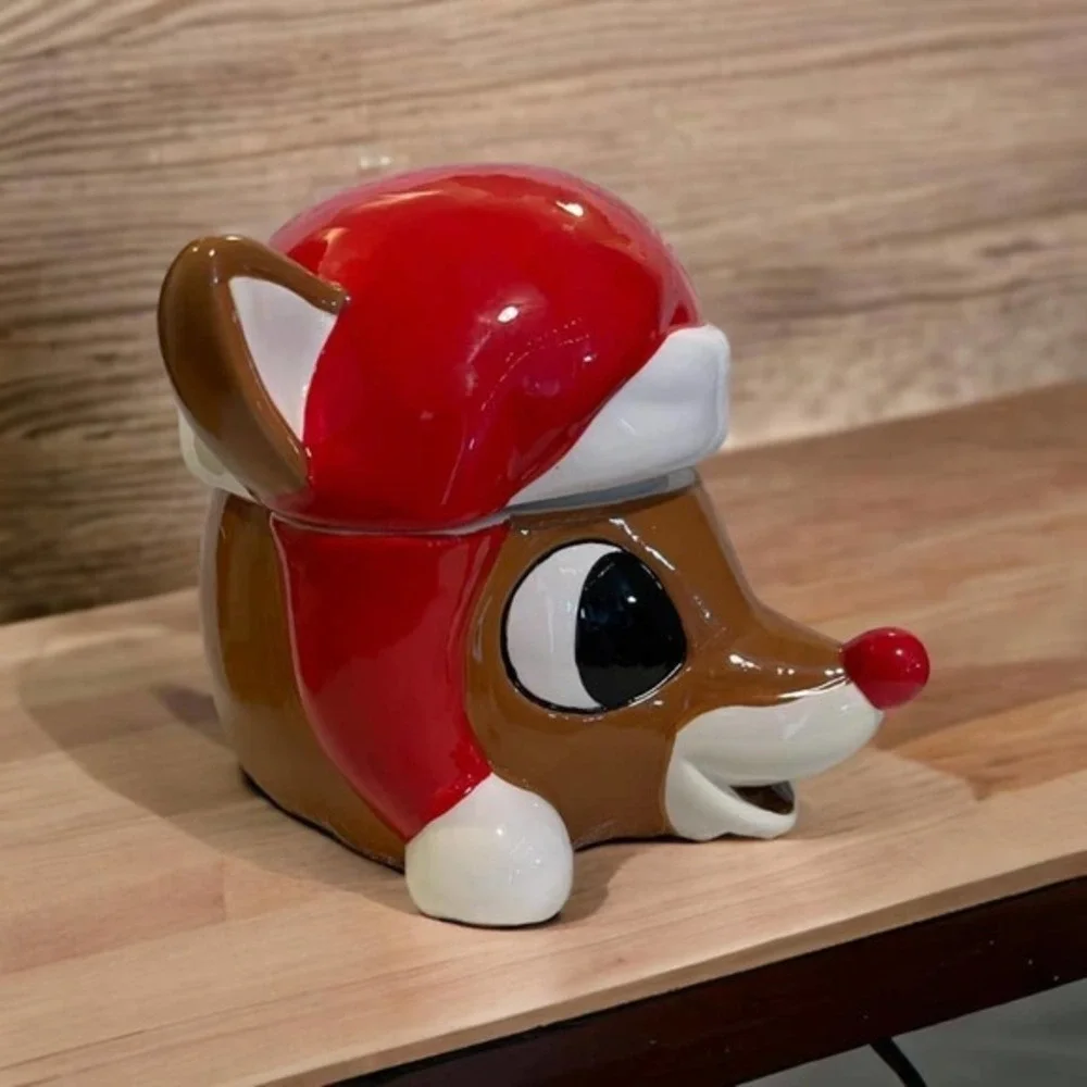Rudolph the Red Nose Reindeer Christmas Cookie Jar Canister New So Cute! Holiday